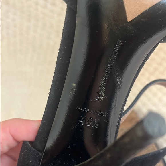 Tabitha Simmons Heels Allie Mule Black Suede Heels Closed Toe Size 40.5 US 10.5 - Picture 8 of 9